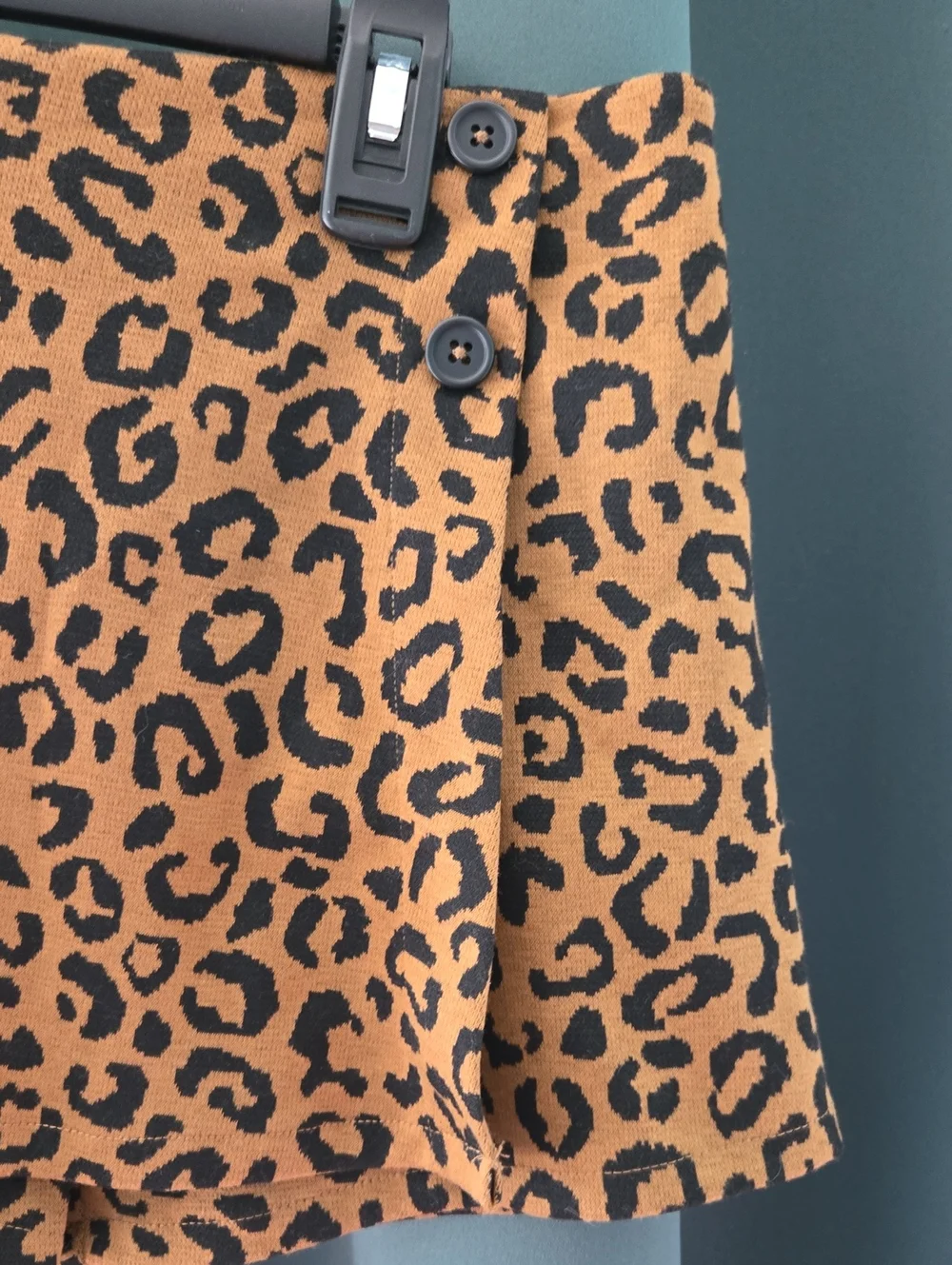 Kids Leopard Print Knit Shorts - Mustard